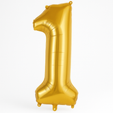 50-Inch Gold Number 1 Foil Balloon - Helium & Ribbon Included